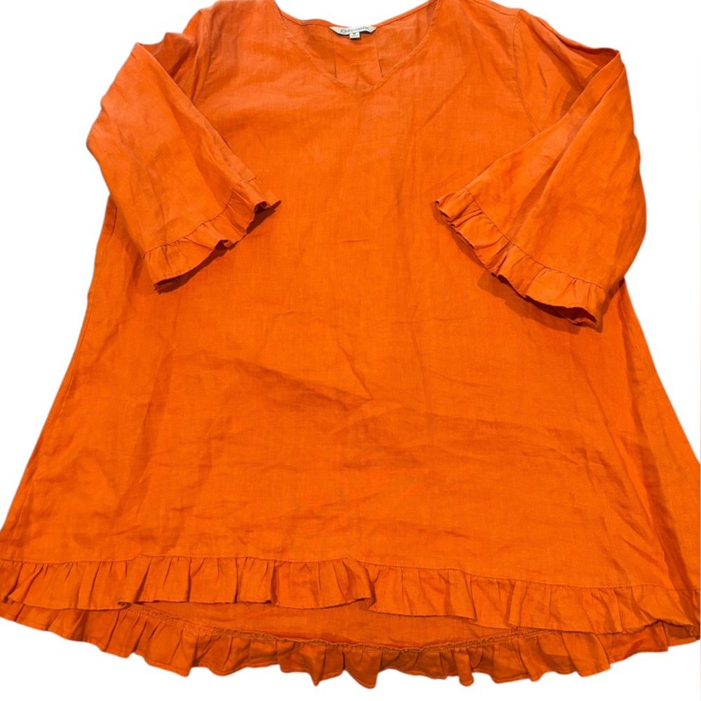 John Mark Vibrant Orange Women's Ruffle Hem Tunic
